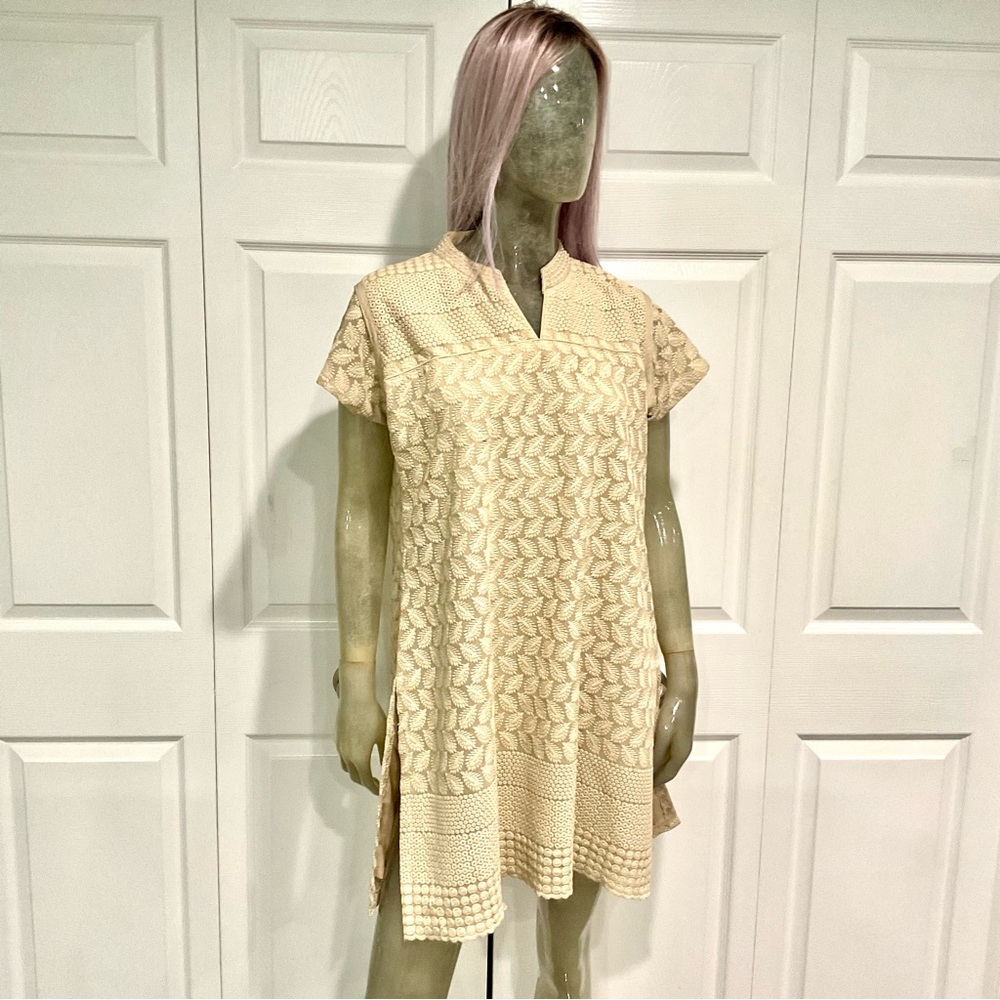 ANORA Beige Geometric Tunic Top Dress